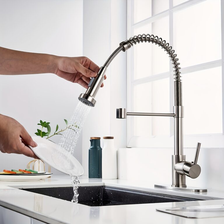 Luxury Pull-Down Kitchen Faucet with 360° Swivel Dual-Mode Spray and Flexible Spring Design
