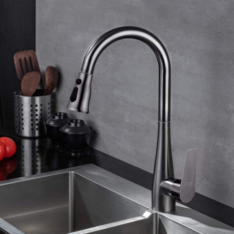 Gun Gray All-copper Kitchen Sink Pull-out Faucet