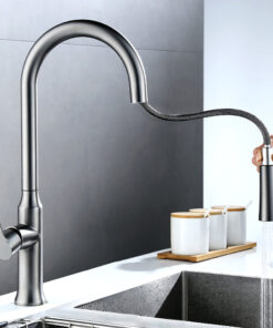 Fine Copper Gun Gray All-copper Kitchen Sink Pull-out Faucet