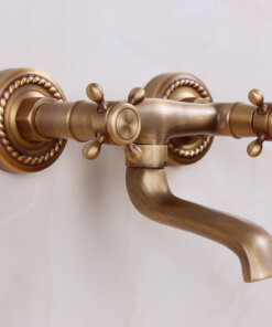 Vintage Solid Brass Dual Handle Wall-Mounted Bathtub Faucet