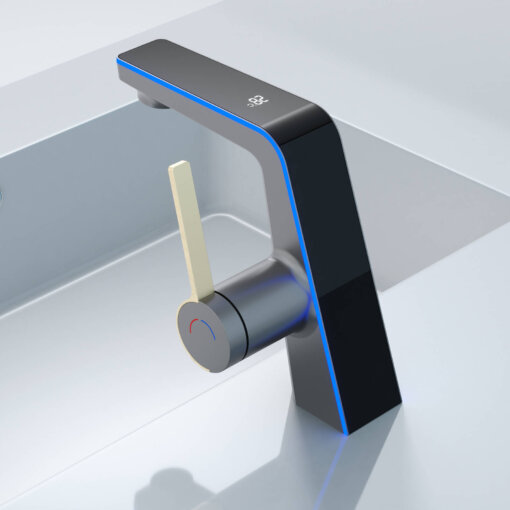 LED Digital Display Smart Thermostatic Faucet | Modern Bathroom Basin Hot and Cold Faucet | Temperature Control Sink Faucet