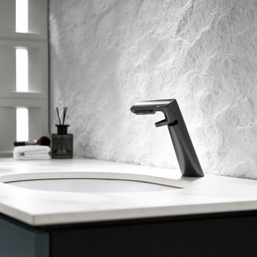 Creative Seven-character Basin Faucet,Premium Brass Dual-Control Basin Tap