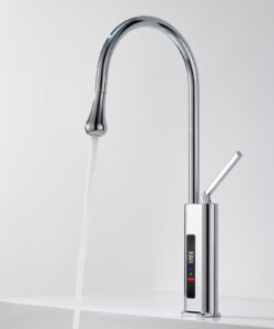 360° Swivel Pull-Out Kitchen Faucet with LED Temperature Display, Premium Stainless Steel, Ideal for Kitchen, Bar, RV, and Laundry