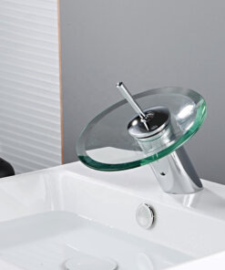 Waterfall Glass Faucet - Stylish Disc Design for Bathroom Sinks, Modern Luxury Home Décor Faucet